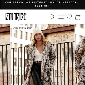 12th Tribe faux fur coat…python print. Medium( fits LARGE)